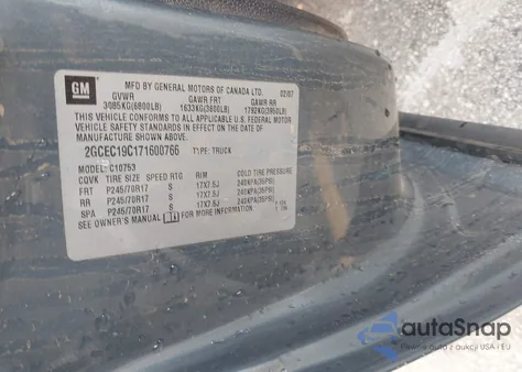 2007 Chevrolet Silverado 1500 Lt1 from USA, damaged, VIN 2GCEC19C171600766